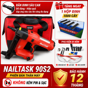 Máy Bắn Đinh NailTask Chính Hãng Chân Pin Phổ Thông - Lực Bắn Cực Mạnh Tặng Kèm 1000 Đinh