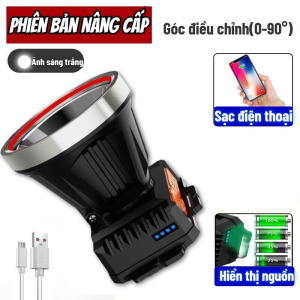 Đèn pin đội đầu led siêu sáng - kín nước - pin sạc dung lượng cao đèn đội đầu siêu sáng chuyên dụng khi đi cắm trại đi rừng