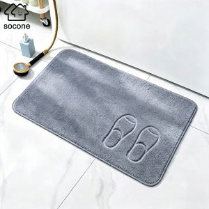 Socone Embossed Footprint Bathroom Rug 40×60cm Super Anti-Slip Water Absorbent Soft Floor Mat Eco Wear Resistant Doormat For Bathroom Bedroom Living Room Home Decor
