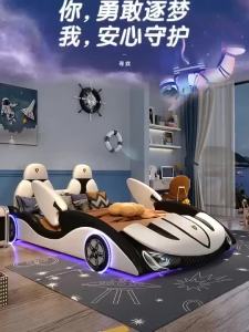 ⚡Children Bed Boy Cartoon Solid Wood Racing Bed Single Bed Boy Car Bed Racing Bed
