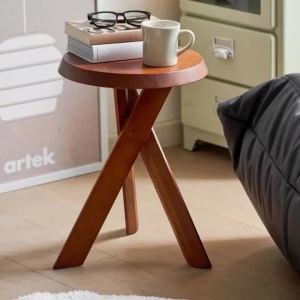 xpkQ Retro Wooden Nordic Coffee Tables Simple Round Living Room Bedside Tables Small Size Aesthetic Luxury Creative Home Decorations B8T9H