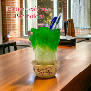 JASONGO123 Fortune Cabbage Pen Holder Decoration Desk Topper Cosmetic Brush Stand Nail Art Dragon Horse Decor