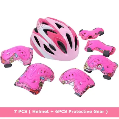 **Malaysia Seller** Premium 7Pcs Kid Protective Gear Set Helmet Kids Inline Skate Cycling Bicycle Bike Protective Gear outdoor