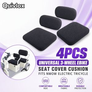 4 Pcs Universal 3 Wheel Ebike Seat Cover Cushion Fits Nwow Electric Tricycle Comfortable Breathable Backrest Pad Anti Slip No Fade