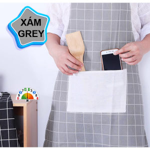 Tạp Dề Nhựa Chống Thấm Nước Tạp Dề Chắn Văng Dầu Mỡ In Caro Phụ Kiện Nhà Bếp