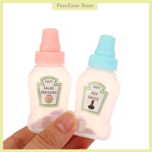 [PureZone] 4Pcs set Mini Sauce Bottle Ketchup Honey Salad Containers Bottles Portable Sauce Jars Storage Lunch Box Dressing Dispensers