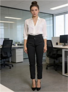 L964 NO POCKET SKINNY SLACKS With 2BOTTONS BELT LACE (S-2XL)