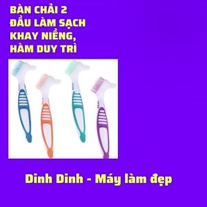 Bàn chải làm sạch khay niềng trong suốt vệ sinh hàm duy trì máng invisalign và hàm giả 2 đầu chuyên dụng