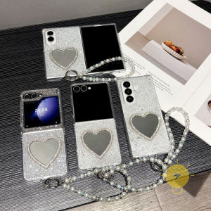 For Z Flip 8 Case TPU Heart Mirror Phone Case For SAMSUNG Galaxy  7 6 5 4 3 / Fold 8 7 6 5 4 Cover Aesthetic Korean Cute