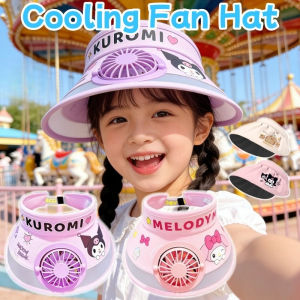 Kuromi Fan Sun Hat for Kids Cute Summer Hat USB Rechargeable Adjustable Outdoor Cooling Fan Hat