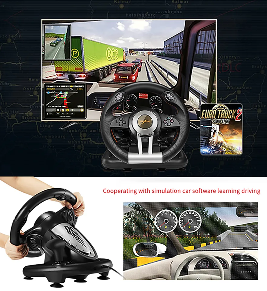 GSE PXN V3II Game Steering Wheel, USB Wired Dual Motors Vibration Wheel 180  Degree, Steering for