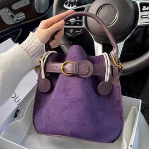 Versatile PU Luxury Handbag Purple Large Capacity Bucket Bag Shoulder Bag2026