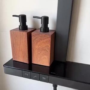 LJY Elegant Wooden Soap Dispenser Hand Sanitizer & Lotion Bathroom Accessory - Ideal for Home & TravelSoap Bar Dispenser