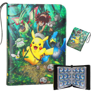 1PCS โปเกมอน อัลบั้มรวมการ์ดสะสม กระเป๋าซิปหนังแท้ สำหรับเก็บการ์ดคอลเลกชัน 4 ช่อง 50 หน้า ช่องใส่การ์ด 400 ช่อง
