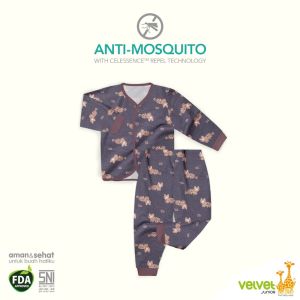 Velvet Junior Baju Bayi Anti Nyamuk Setelan Panjang Kancing Tengah