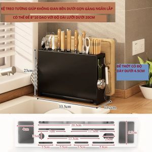 Giá dắt dao thớt muỗng đũa đa năng LAMS size lớn treo tường hoặc để bàn