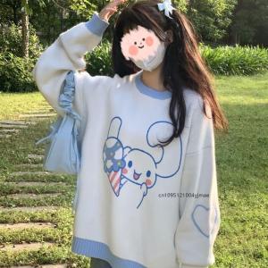 Autumn Winter Sanrio Kuromi Soft Plush Cute Sweater Femaletrendy Sweet Y2K Girl Pullovers Korean Version Versatile Knitted Top