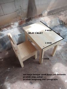 Grosir Set meja belajar anak meja belajar siap pakai kayu jati belanda kokoh dan tahan lama