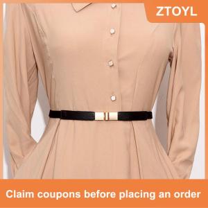 【ZTOYL】 Leather Waistband for Women Dress Shirt Girdle Decoration Accessories Waist Seal Elastic Gold Buckle Fashion All-match Thin Belt