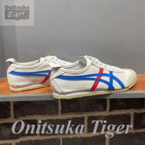 Original Tiger Shoes Classic White/blue/red Mens and Womens Leather Anti-slip Wear Comfortable Casual Sneakers DL408-0146
