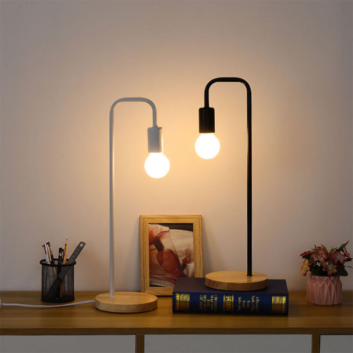 [SG Stock] Vintage Edison Desk Lamp, Industrial Dimmable Bedside Lamp with Wood Base, Wood Lamp
