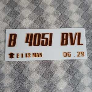 Plat Motor Custom Timbul Gold Floos