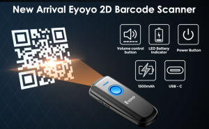 [🚚Fast delivery🚛]Eyoyo 2.4G Cordless 1D 2D Barcode Scanner Via Bluetoth with Volume Adjust Button and Physical Power Switch QR Code Image Scan Reader for Tablet iPhone iPad Android iOS PC POS iPhone