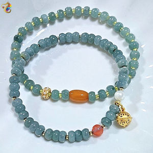 Graduation Grade Blue Water Jadeite A-Grade Abacus Rondelle Bracelet