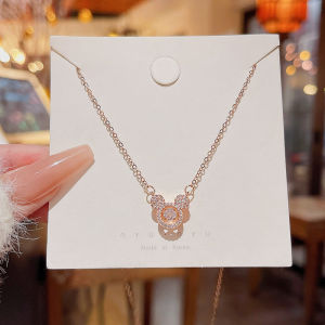 kalung titanium mickey mouse zircon vintage trending fashion korea elegan premium lapis miki gold 18k