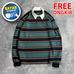 Kaos Rugby Lengan Panjang Baju Rugby Polos Basic Long Sleeve Kaos Lengan Panjang Berkerah Baju Kaos Rasa Polo Shirt bahan Cotton Combed 20s Kaos Katun kancing Lengan Panjang Kerah by Maleka