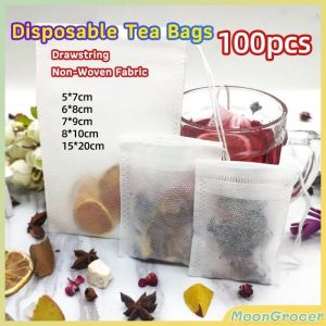 M.Grocer. Disposable Drawstring Non-Woven Fabric Tea Herb Filter Bag Pouch 100pcs 50pcs