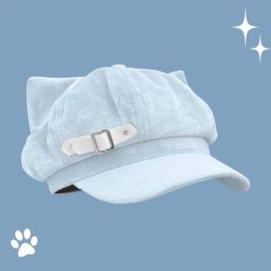 MELODI Tai mèo Mũ Beret nữ Anime Phong cách Nhật Bản Mũ bóng chày Thời trang Họa tiết bàn chân mèo Mũ Newsboy Trang phục hàng ngày