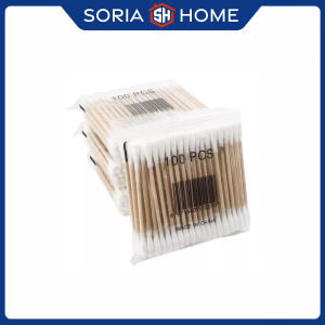 100 pcs Cotton Buds With Wooden Handle Cotton Swab Makeup Sticks for Nose Ears Cleaning