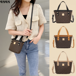 QNQN แฟชั่นกระเป๋า PU Bucket ผู้หญิงสบาย ๆ กระเป๋าสะพายไหล่กระเป๋าสะพายใหม่ซิปกระเป๋าสะพายกระเป๋าสี่เหลี่ยมขนาดเล็กแบบพกพา
