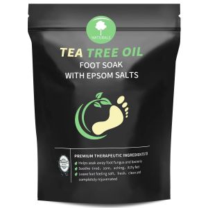 Tea Tree Oil Foot Soak with Epsom Salt Foot Bath Salt for At-Home Pedi Refreshing Foot Soak for Tired Feet Botanical Oil Blend 16 oz