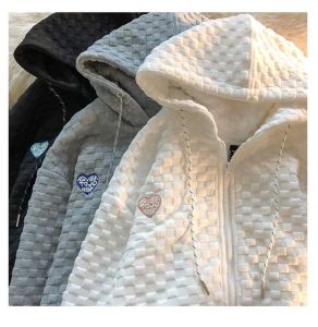 YATO Premium Trendy Waffle Heart Hooded Sweater Jacket Hoodie