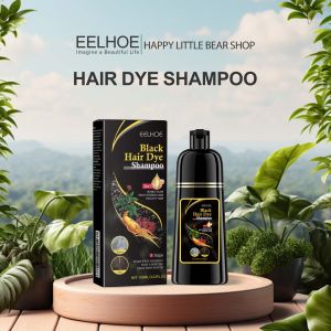 EELHOE Hair Dye Shampoo 100ML Polygonum Multiflorum Extract Shampoo Natural Black Hair (Black/Brown)