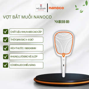 Vợt bắt muỗi Nanoco NMR104O Nhựa ABS cao cấp sạc 4-6 giờ lưới bảo vệ 3 lớp - BNK