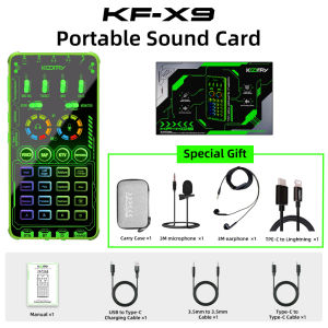Sound Card Koorfly X9 Mixer AudioMicrophone Full Set Noise Cancelling Bluetooth Interface Live Stream Record Game Sing