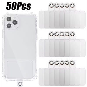 50Pcs Universal Phone Tether Tab Anti-lost Lanyard Card Gasket Transparent Clear Lanyard Clip Back Stickers Phone Lanyard Replacement Patches  Detachable Phone Tether Tab