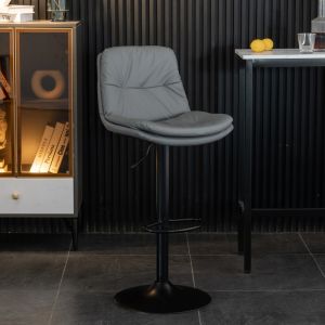 Scandinavian Bar Stool Modern Adjustable Height Swivel Chair with Backrest for Home Kitchen Counter