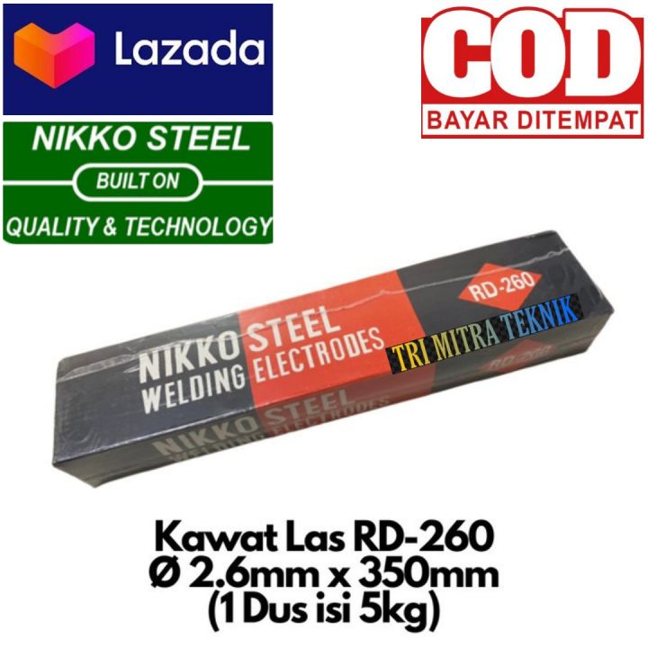 [KEMASAN 1DUS 5KG] Kawat Las 2.6 mm NIKKO STEEL RD260 Welding Electrodes Hihg Quality BISA COD