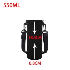 GOLDVAULT 750ML/1000ML/1500ML Water Bottle Holder Black Neoprene Bottle Bag Portable Adjustable Strap Bottle Cup Pouch