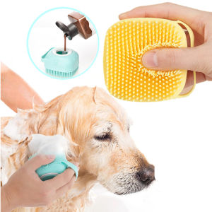 แปรงอาบน้ําซิลิโคนสําหรับสัตว์เลี้ยงแมวสุนัขช่วยบรรเทาการนวดแปรงอาบน้ําทารกเครื่องจ่ายแชมพูเจลอาบน้ํา
