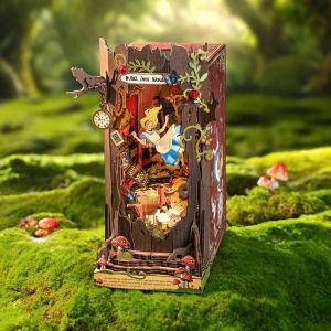 Robotime Rolife Book Nook Kits Fall into Wonder DIY Booknook LED Miniature House Kit 3D Wooden Puzzle Bookshelf Gift