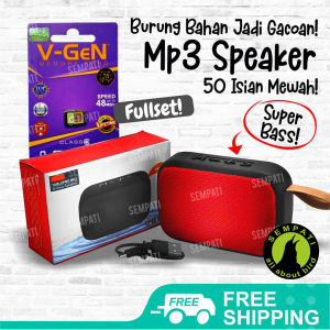 SEMPATI Masteran Burung Audio Mp3 Speaker 50 Isian Baterai 400 mAh Plus Memory V-Gen 4GB Kabel USB Speaker Mp3 Masteran Burung Ekonomis Digital Audio Speaker Playlist Masteran Burung Kicau Gacor Murai Cendet Lovebird Kacer Ciblek Prenjak Cucak Ijo Rowo