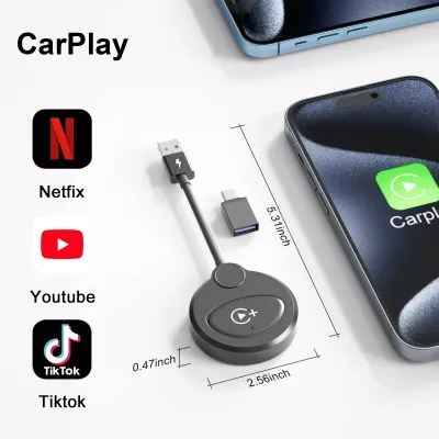 Wireless CarPlay/Android auto video car adapter supports watching YouTube/Netflix/TikTok