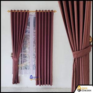 Gorden Jendela Ruang Tamu Bahan Blackout Motif Serat Tebal Tidak Terawang Model Smokering