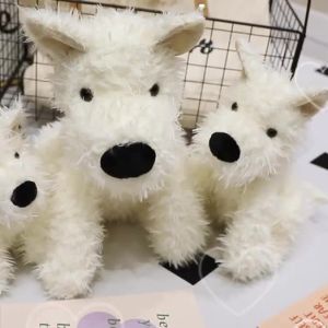 FCJOJO CASTLE Adorable Fluffy Hair West Highland White Terrier Plushie 20/27/37cm Soft Puppy Plush Toy Stuffed Lifelike Animals Baby Appease Sleep Doll