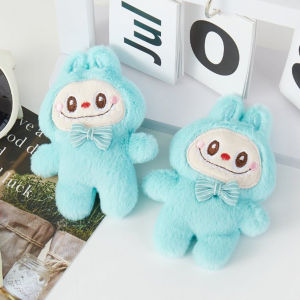 2 cái Kawaii labubu Thú nhồi bông với Bow nhồi bông hoạt hình móc khóa búp bê Balo dễ thương Mặt dây chuyền trẻ em Quà tặng